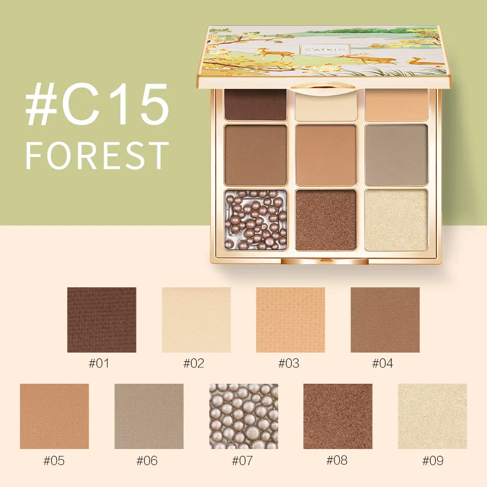 CATKIN 9 Color Eyeshadow Palette - Matte Glitter Natural Shades