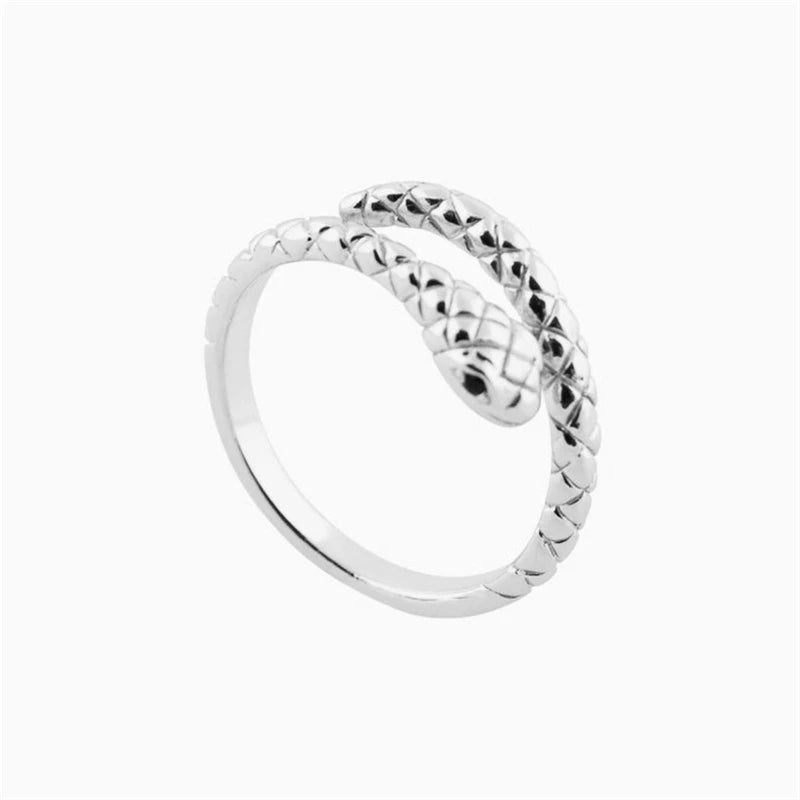 925 Sterling Silver Snake Ring - Open Adjustable Trendy Finger Ring