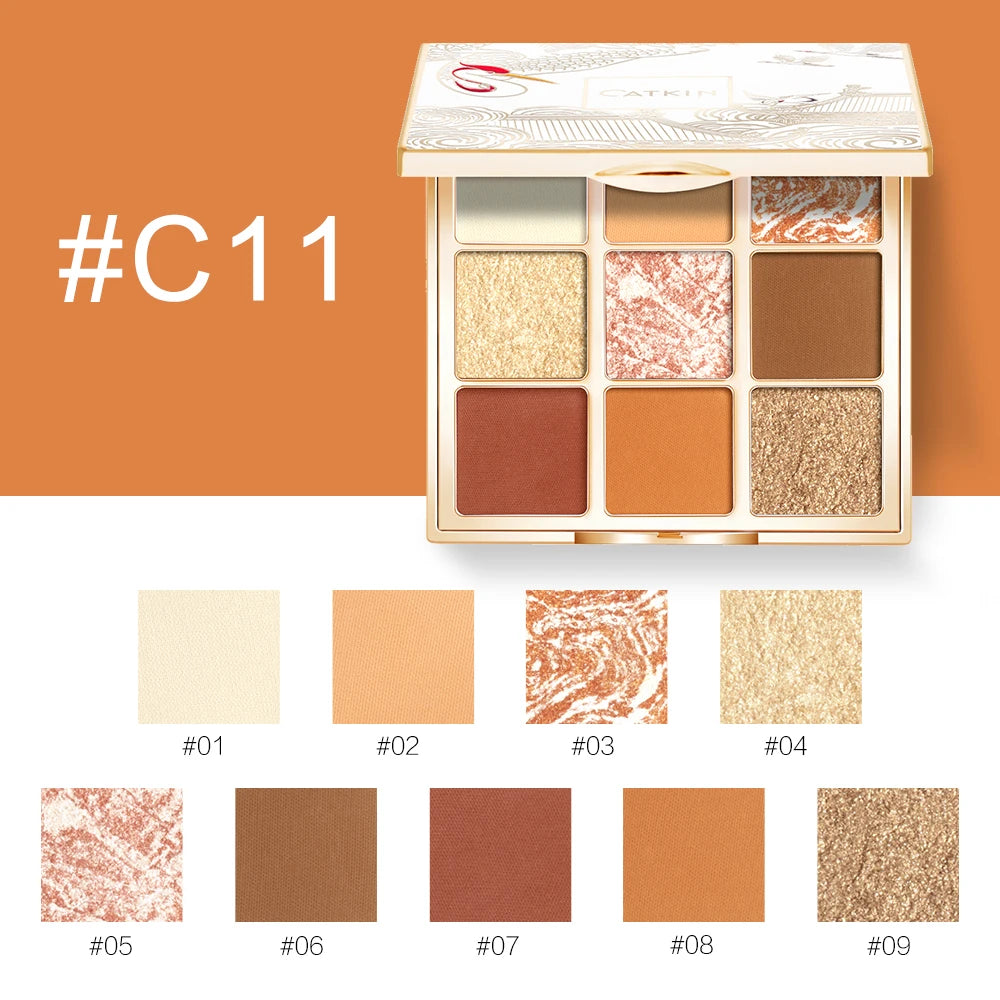CATKIN 9 Color Eyeshadow Palette - Matte Glitter Natural Shades