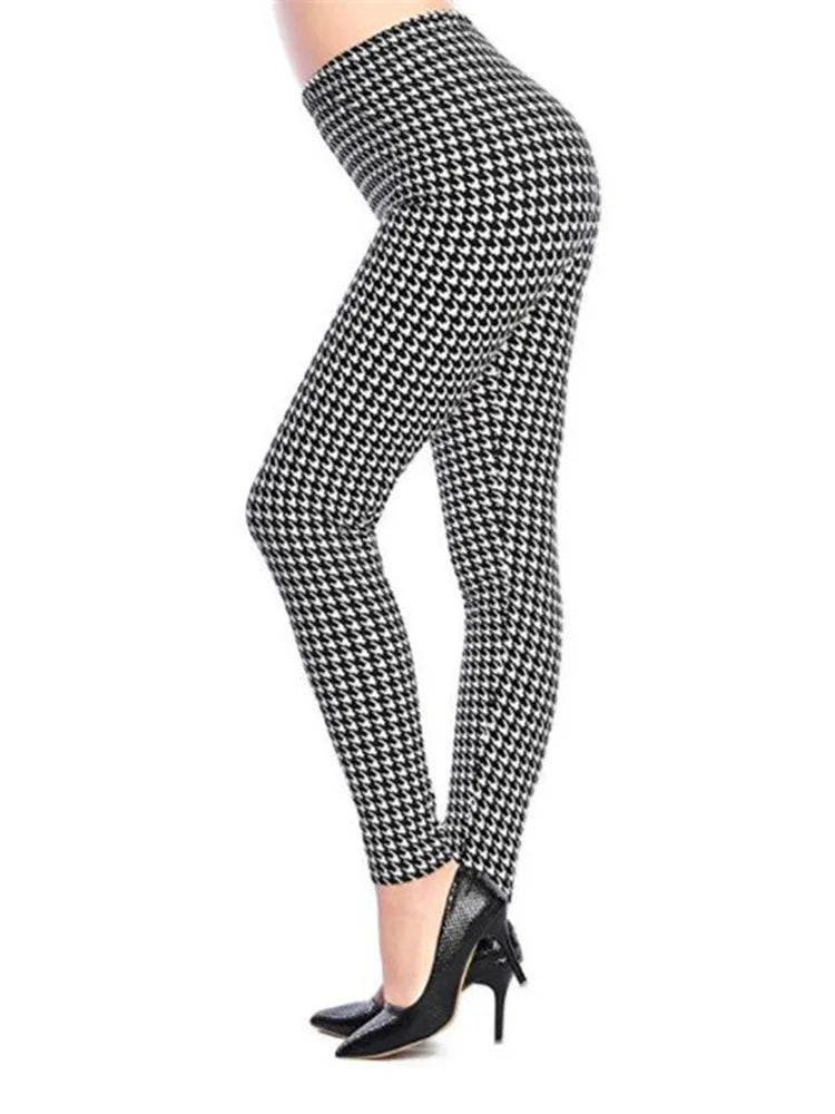 Graffiti Floral Print Leggings - Stretch Ankle-Length Everyday Tights