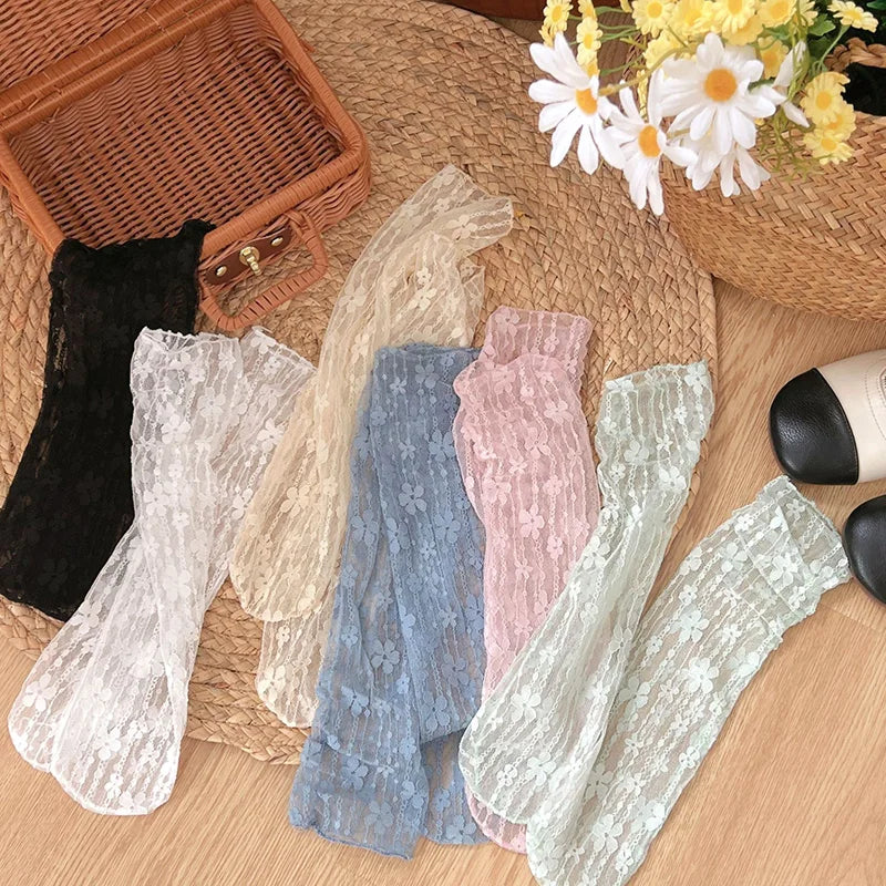 Transparent Floral Lace Socks - Harajuku Kawaii Mesh Hosiery
