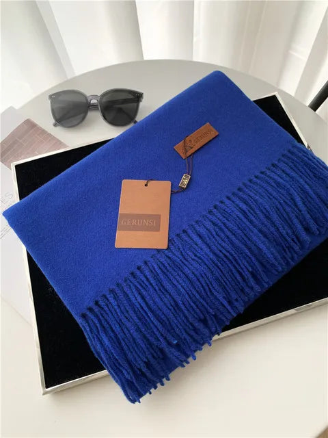 Solid Color Cashmere-Feel Winter Scarf - Soft Shawl Wrap Gift