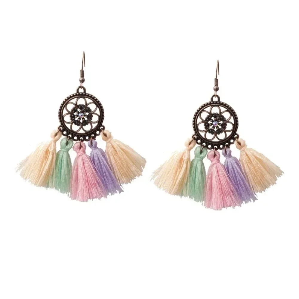 Bohemian Tassel Drop Earrings - Ethnic Red Sector Party Jewelry
