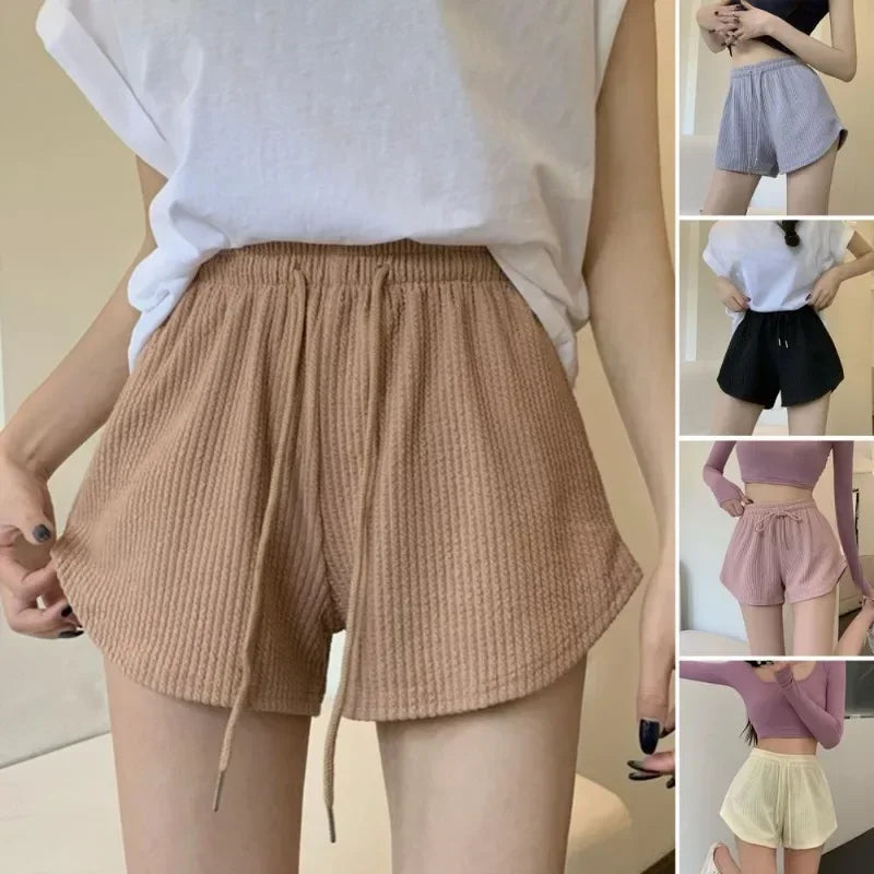 Drawstring Wide Leg Sweat Shorts - High Elastic Casual Fitness Shorts