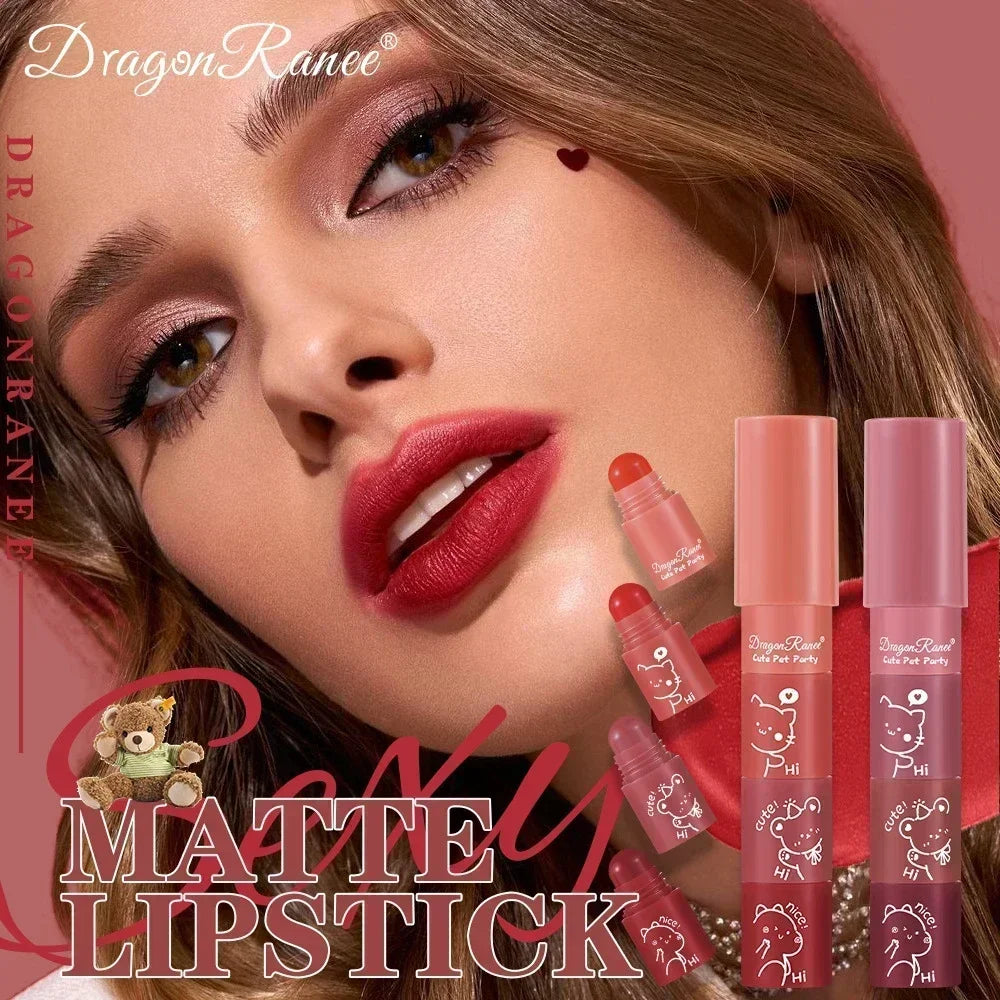 4-in-1 Matte Lipstick Crayon Kit - Waterproof Velvet Lip Color