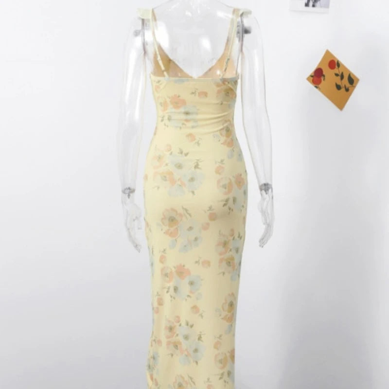 Floral Low Cut Sling Dress - Backless Beach Vacation Outfit