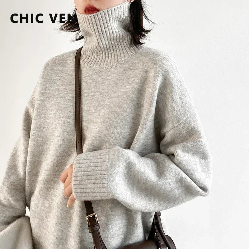 Korean Half High Collar Sweater - Loose Solid Autumn Pullover