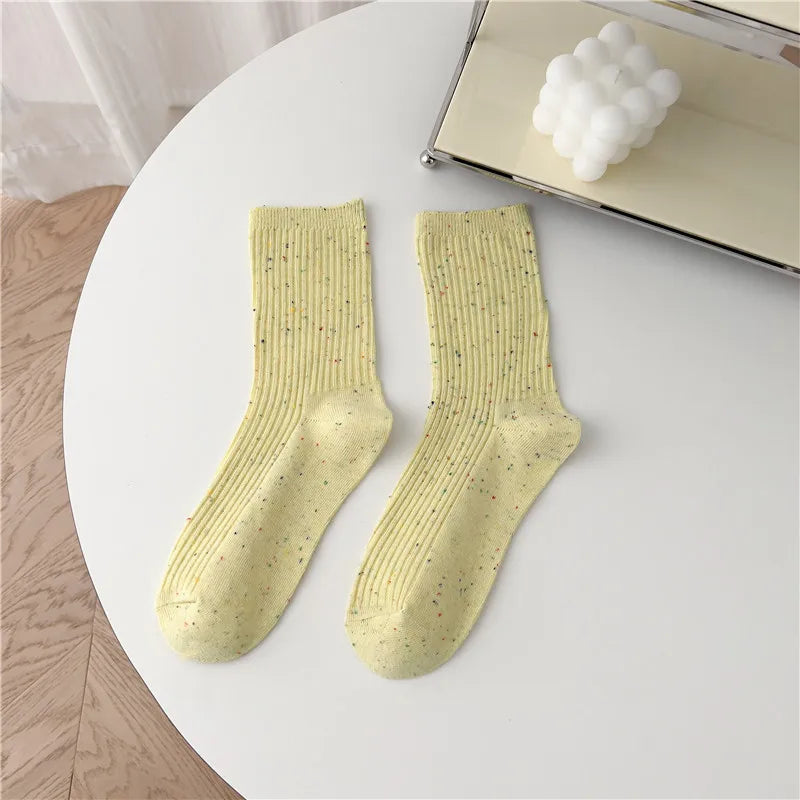 Colorful Long Pile Socks - Breathable Japanese Casual Crew Socks