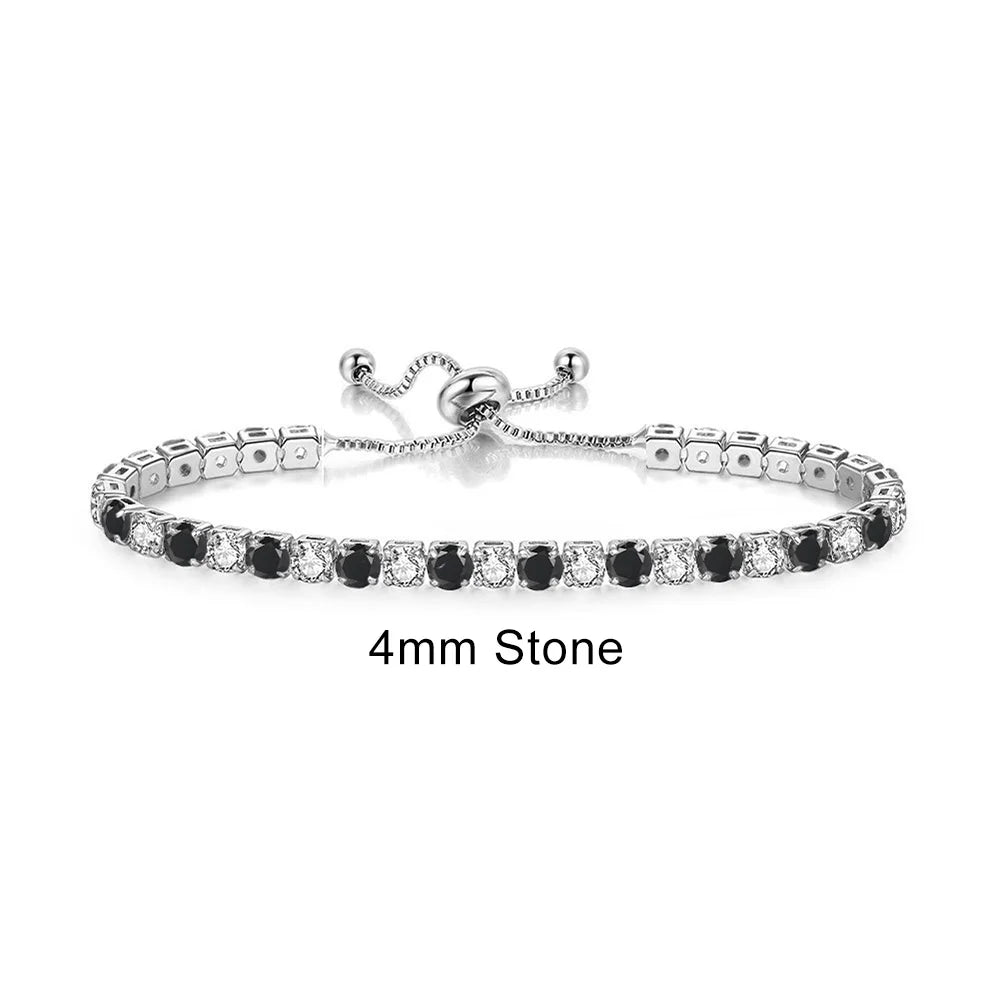 Adjustable Rainbow Zircon Tennis Bracelet - Colorful Wedding Hand Chain