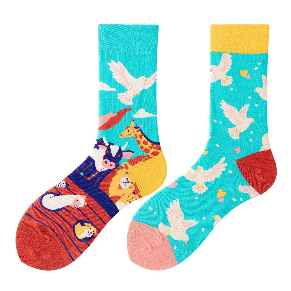 Flower Fruit Candy Cotton Socks - Colorful Unisex Mid Tube Pair