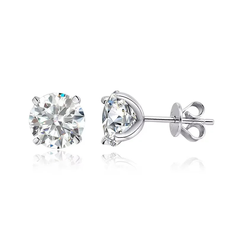 Moissanite Stud Earrings - Rose Gold Color 925 Silver Wedding Jewelry