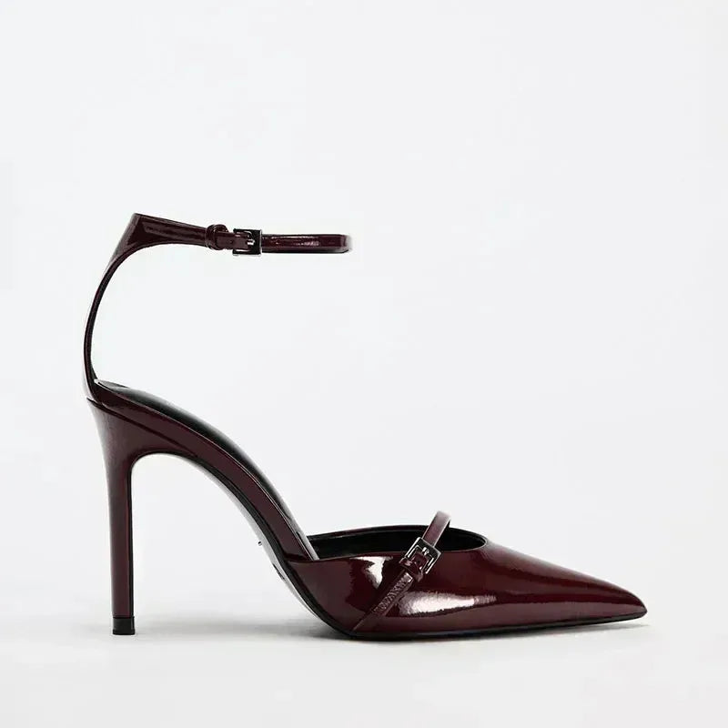 Rhinestone Clear Heel Sandals - Pointed Toe Party Nightclub Pumps