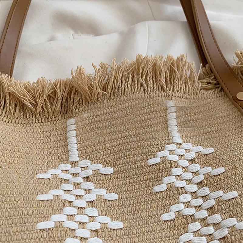 Large Top Handle Beach Tote Bag - Casual Commute Shopping Handbag