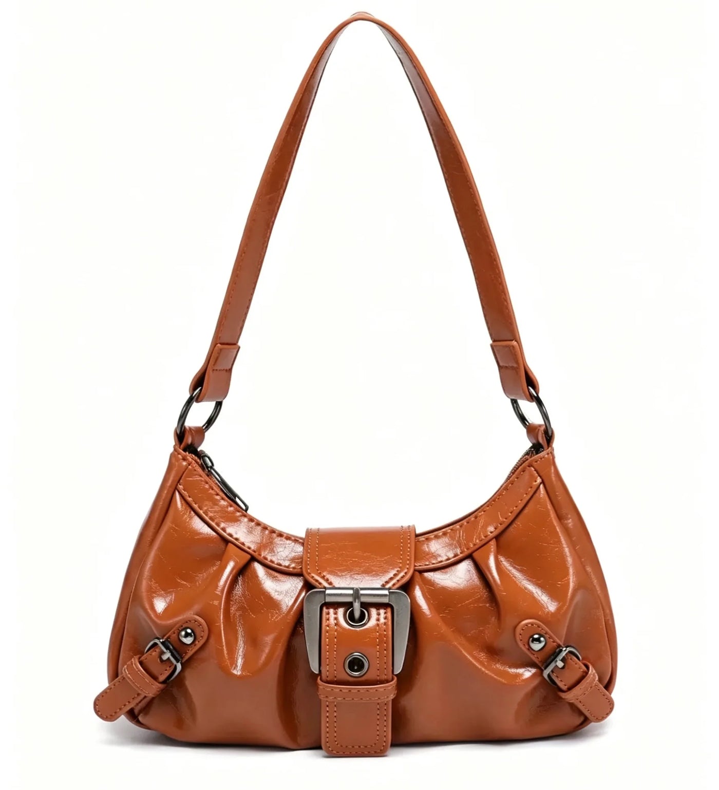 Retro Maillard Y2K Shoulder Bag - Vintage Leather Armpit Purse