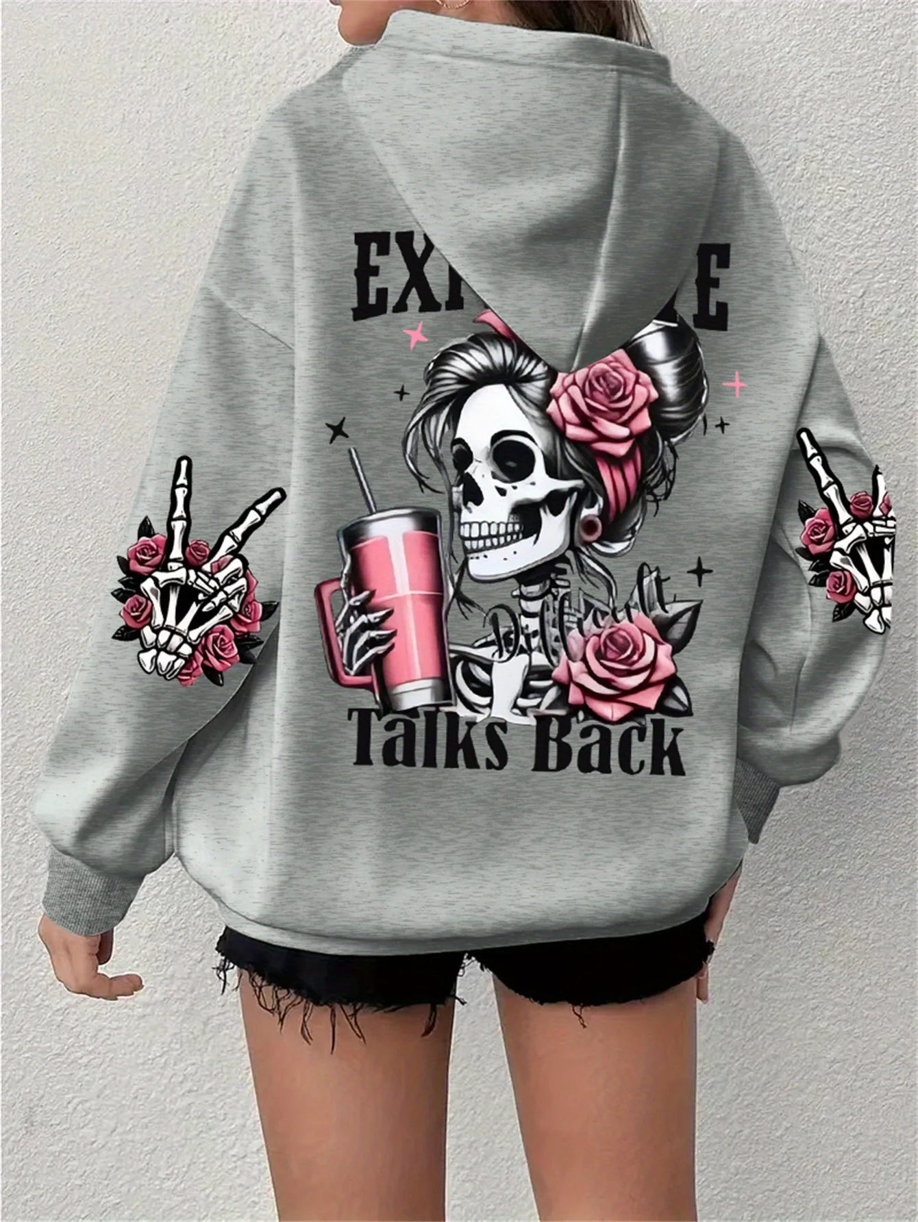 Expensive Talks Back Graphic Hoodie - Fleece Harajuku Streetwear Top