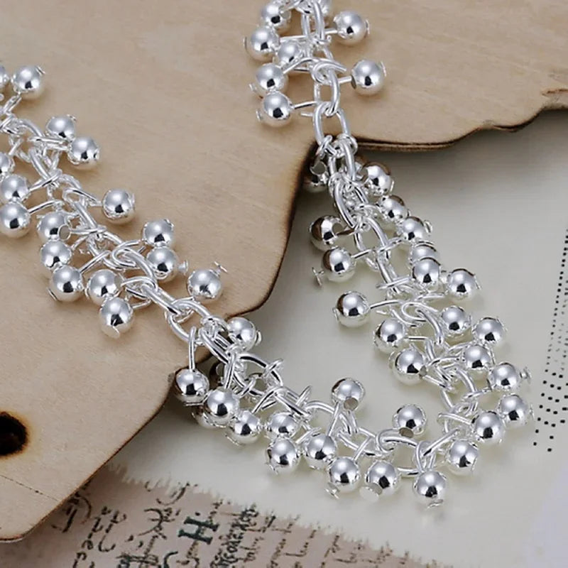 925 Sterling Silver Grape Bead Bracelet - Cute Wedding Party Chain