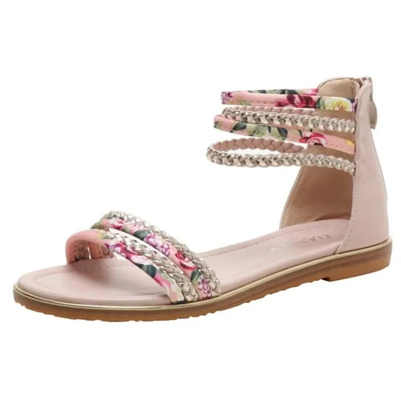 Slip-On Roman Flat Sandals - Comfortable Plus Size Summer Shoes