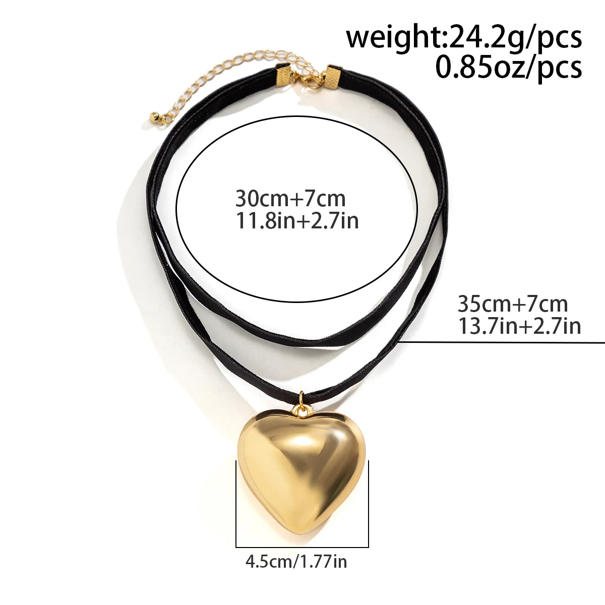 Oversized Heart Velvet Choker Necklace - Gothic Multilayer Jewelry