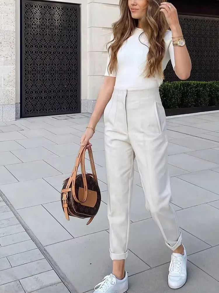 High Waist Pencil Pants - Chic Office Casual Trousers