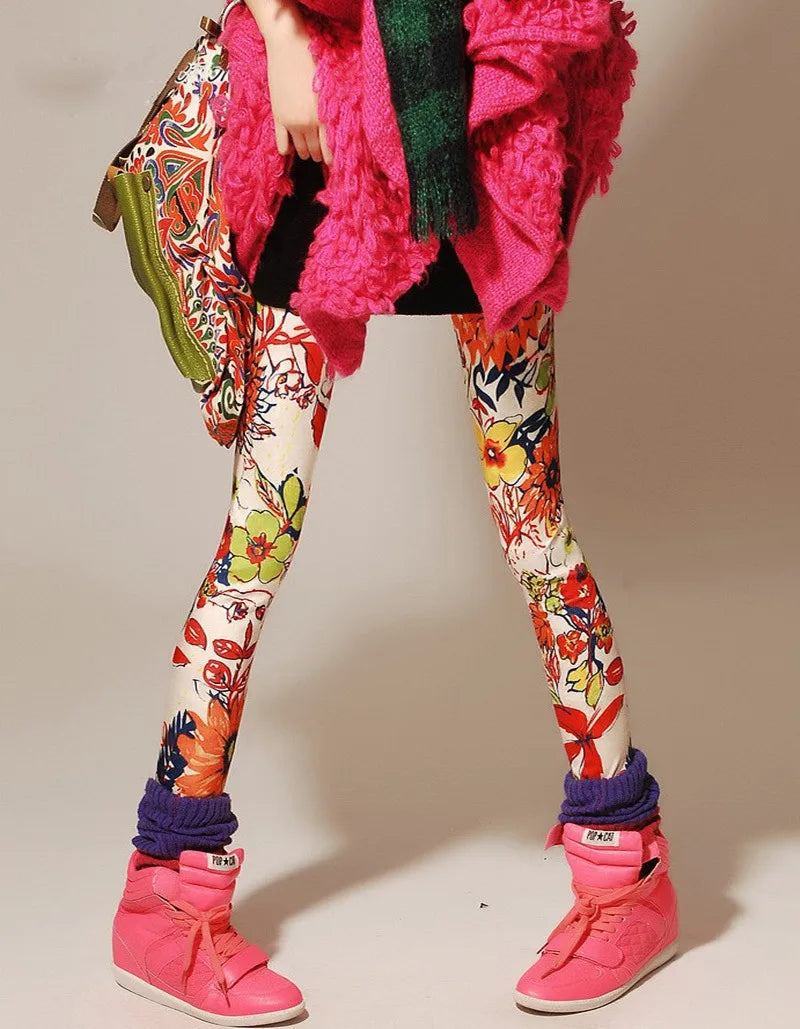 Colorful Zebra Leggings - Casual Stretch Party Tights