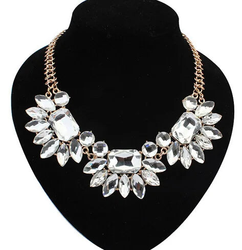 Vintage Gem Choker Necklace - Retro Statement Pendant Jewelry