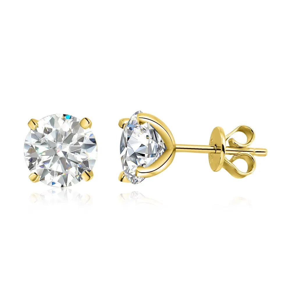 Moissanite Stud Earrings - Rose Gold Color 925 Silver Wedding Jewelry