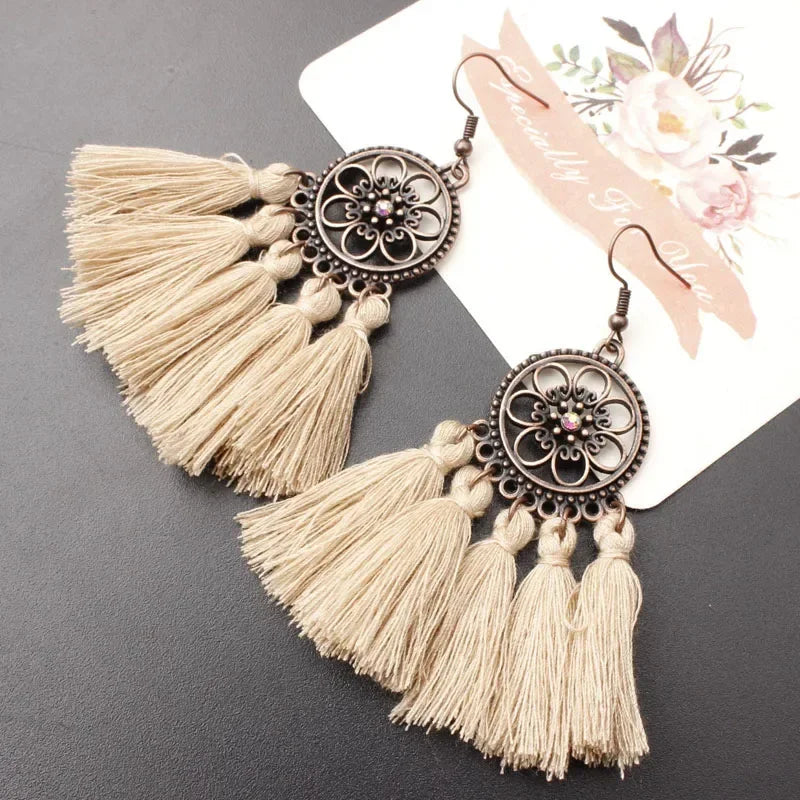 Bohemian Tassel Drop Earrings - Ethnic Red Sector Party Jewelry
