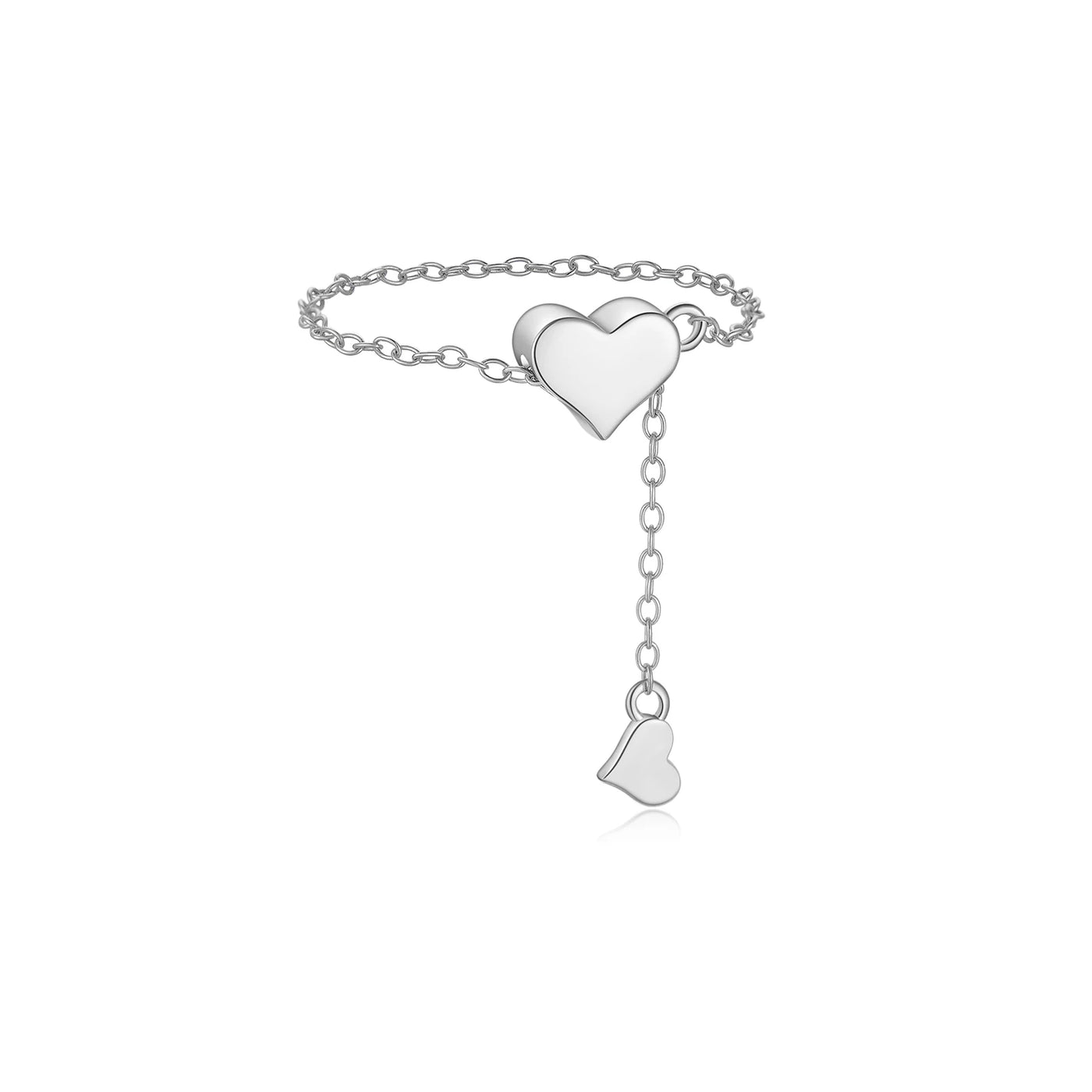 925 Sterling Silver Adjustable Heart Necklace - Resizable Pendant Choker