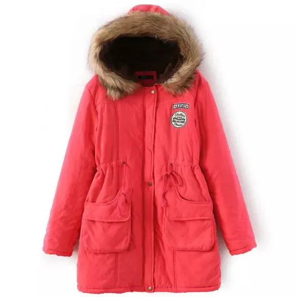Hooded Thick Cotton Parka - Warm Winter Long Sleeve Jacket