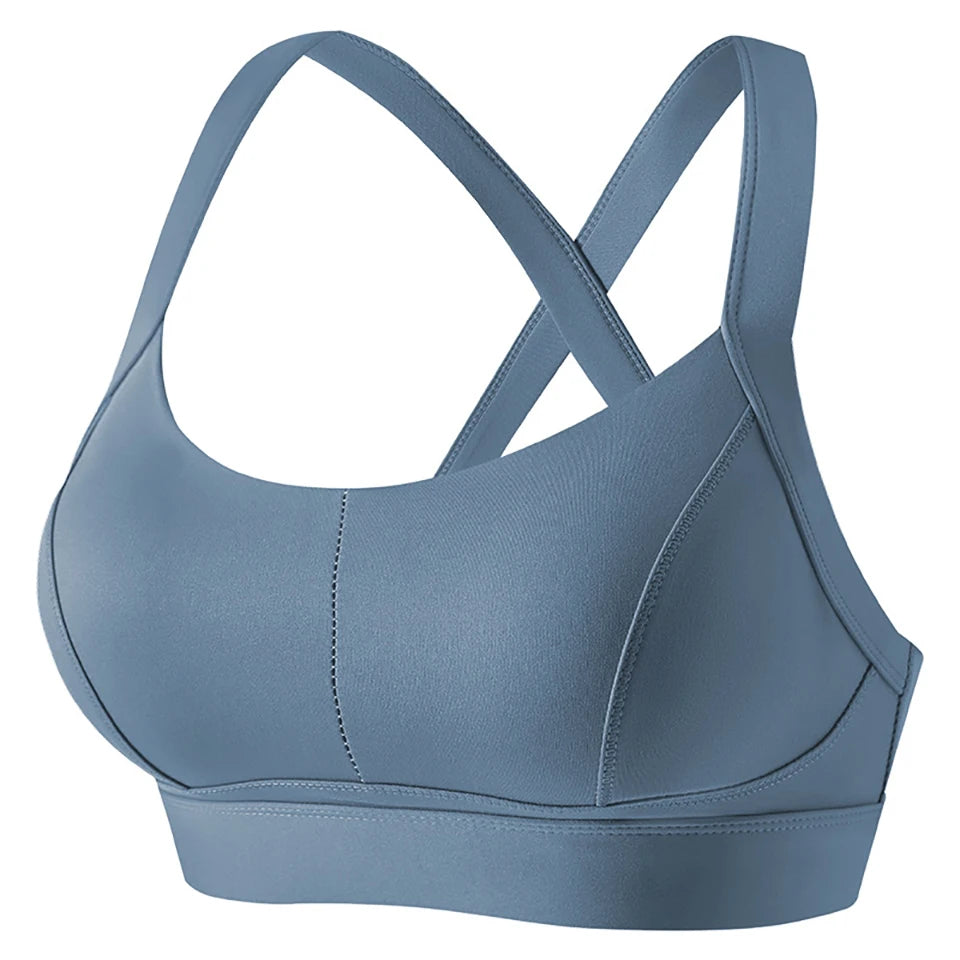 High Impact Criss Cross Sports Bra - Padded Yoga Crop Top