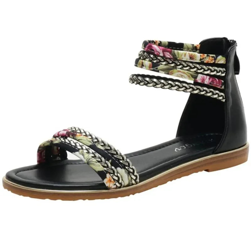 Slip-On Roman Flat Sandals - Comfortable Plus Size Summer Shoes