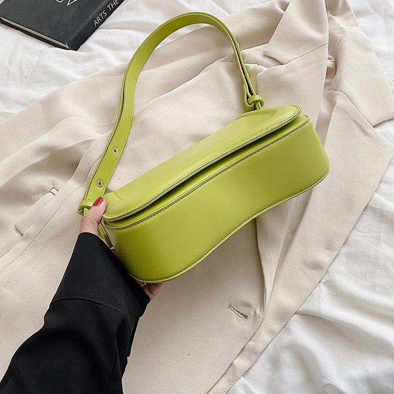 PU Leather Flap Crossbody Bag - Solid Color Small Saddle Purse