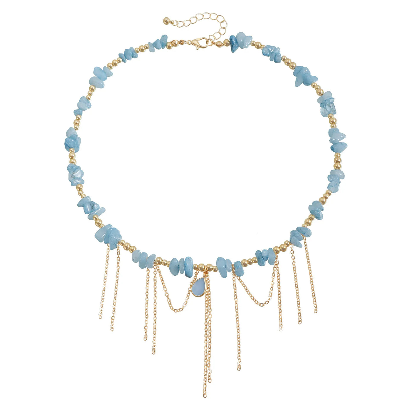Natural Stone Water Droplet Necklace - Collarbone Chain Jewelry