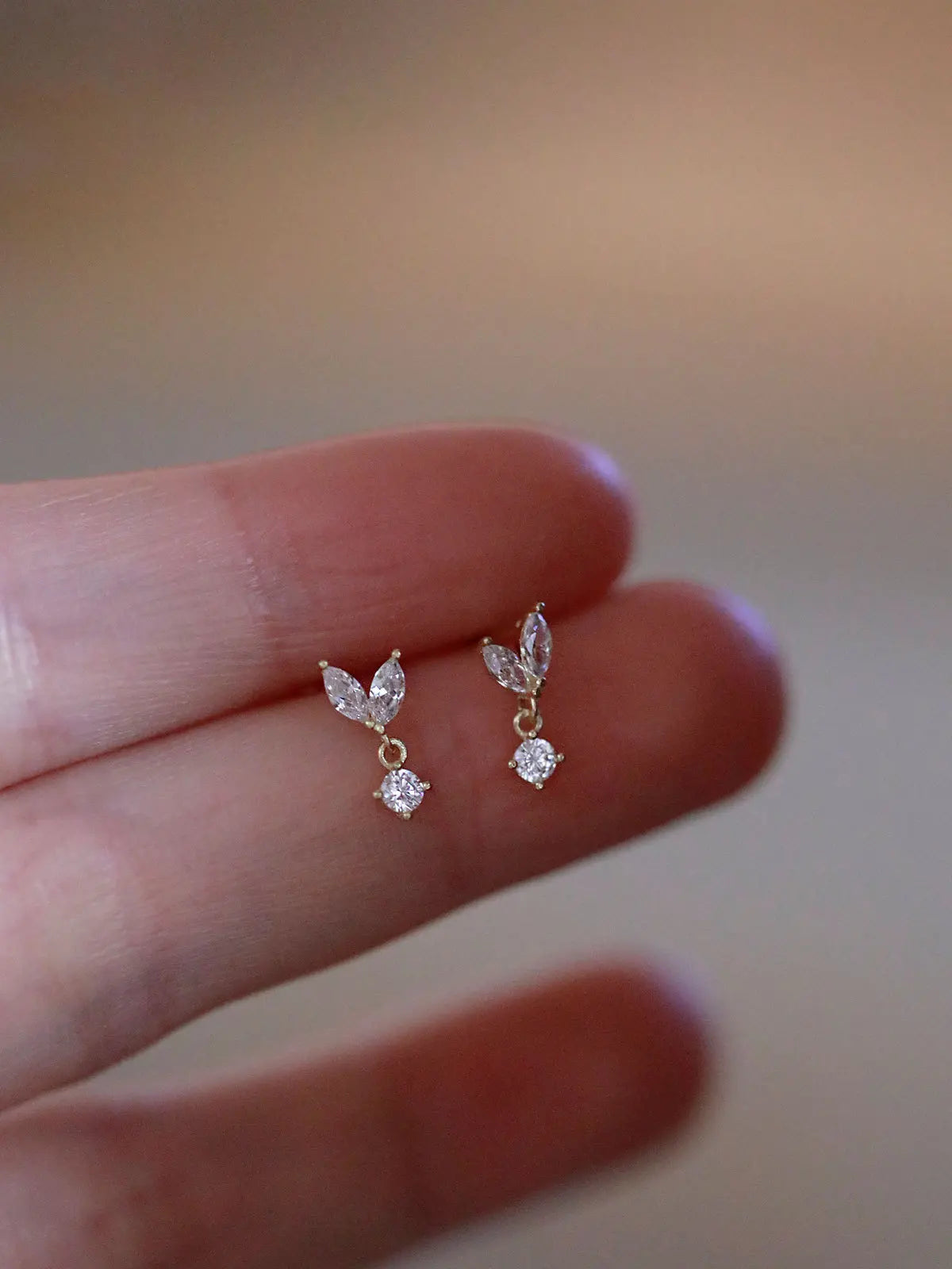 925 Silver Needle Zircon Stud Earrings - Gold Plated Crystal Jewelry