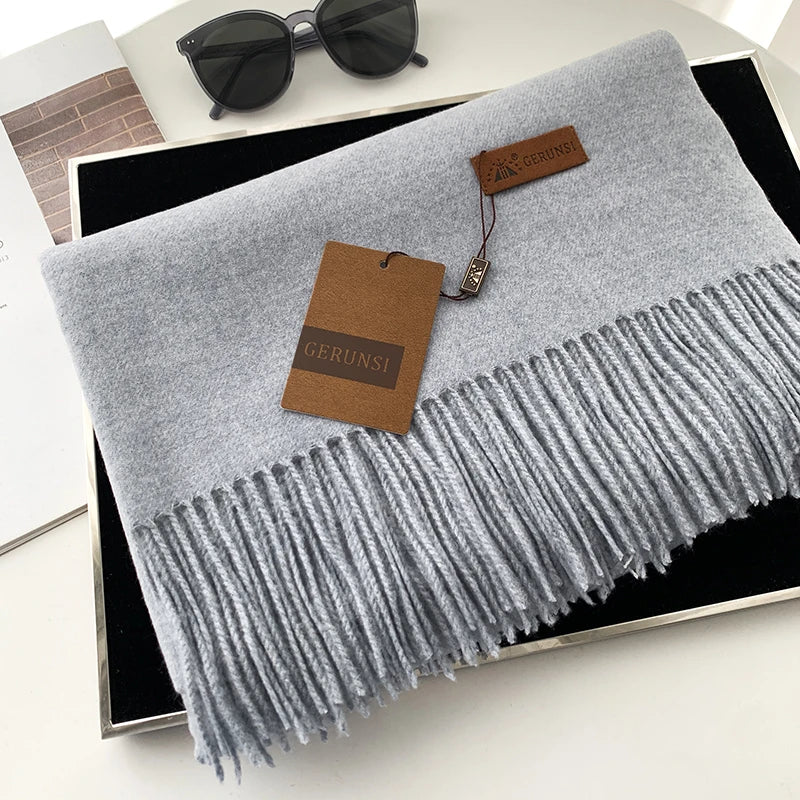 Solid Color Cashmere-Feel Winter Scarf - Soft Shawl Wrap Gift
