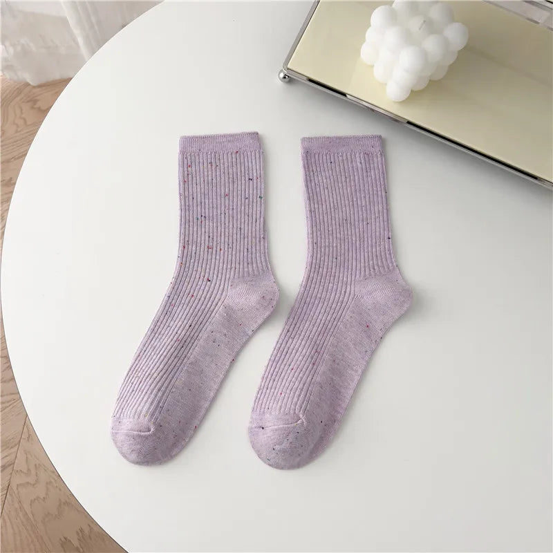 Colorful Long Pile Socks - Breathable Japanese Casual Crew Socks