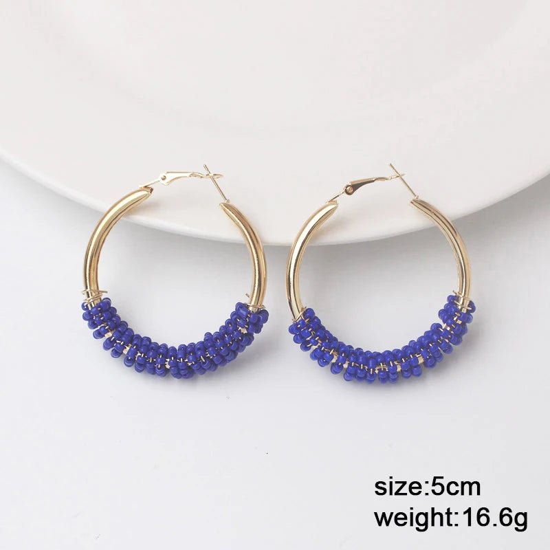 Blue Geometric Flower Butterfly Dangle Earrings - Bohemian Statement Jewelry