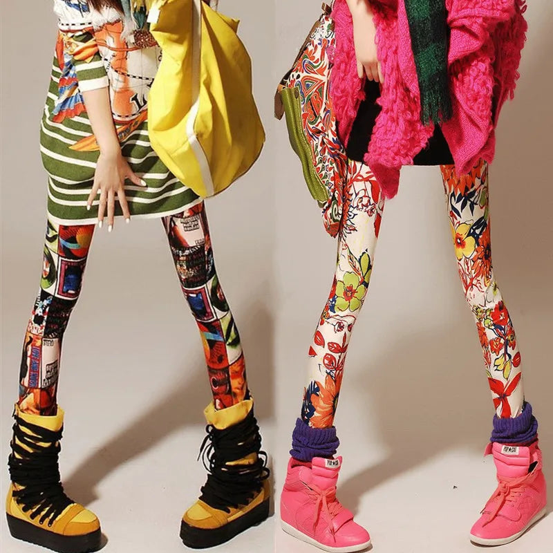 Colorful Zebra Leggings - Casual Stretch Party Tights