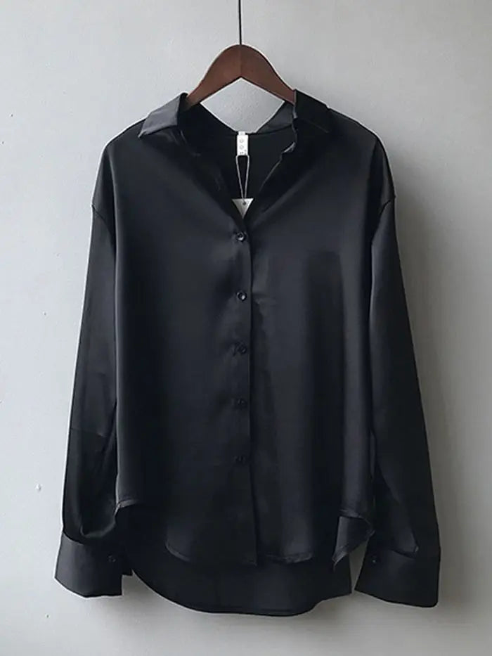 Vintage Button Up Blouse - Long Sleeve Loose Streetwear Shirt