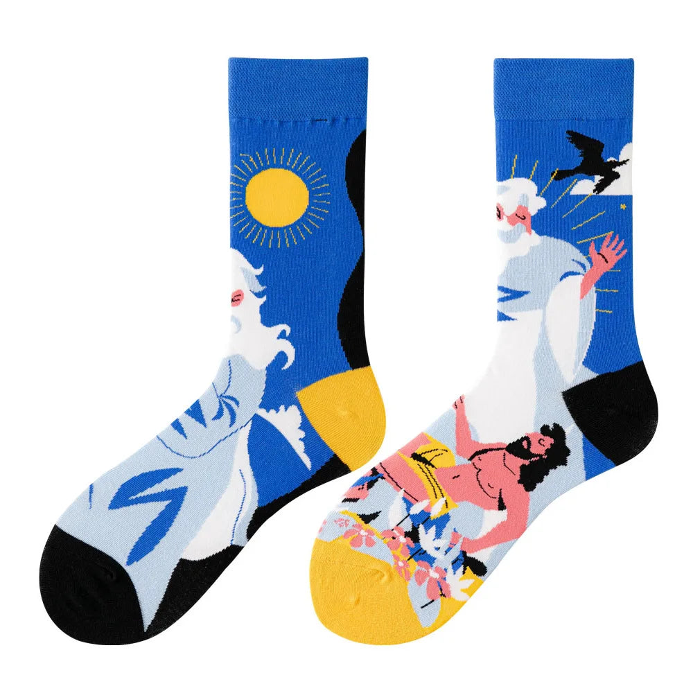 Flower Fruit Candy Cotton Socks - Colorful Unisex Mid Tube Pair