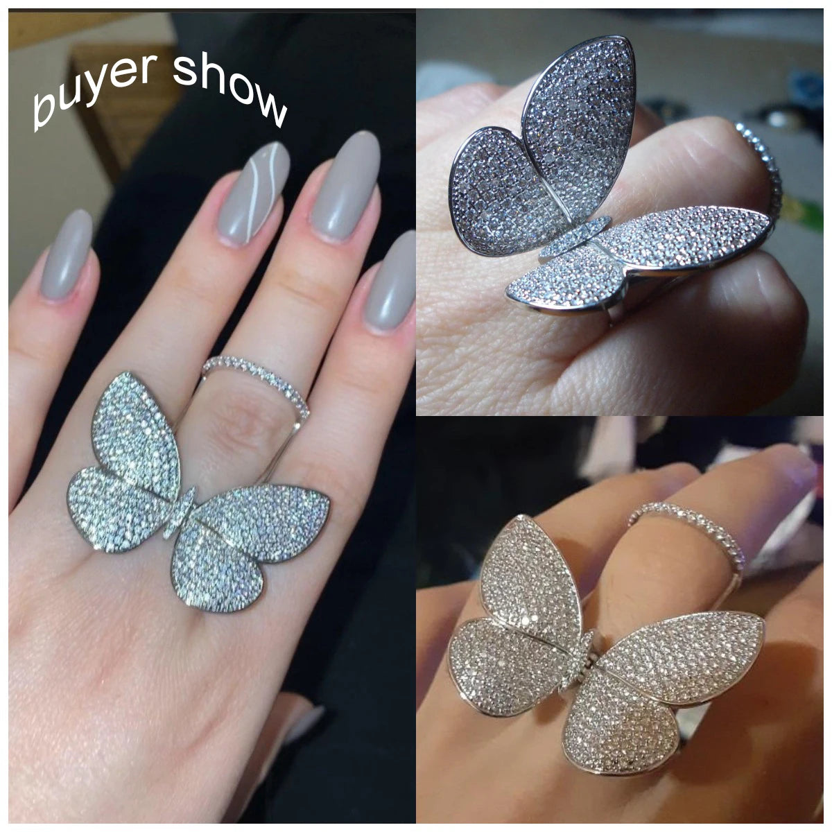 Korean Butterfly CZ Ring - Micro Paved Shining Party Jewelry