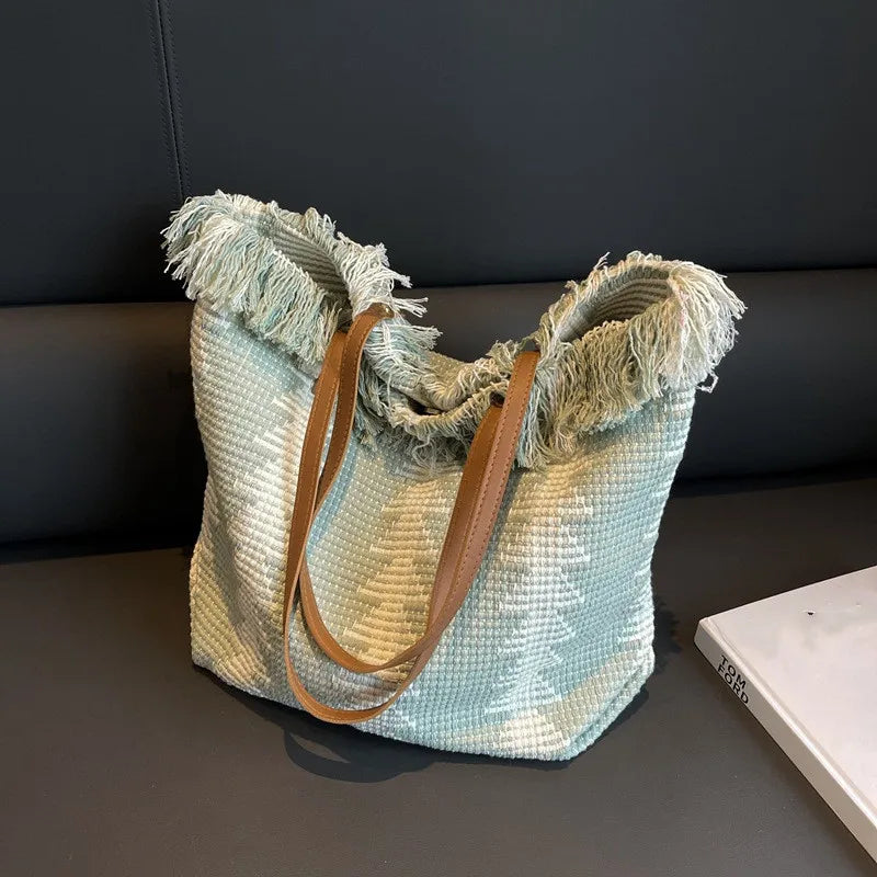 Large Top Handle Beach Tote Bag - Casual Commute Shopping Handbag
