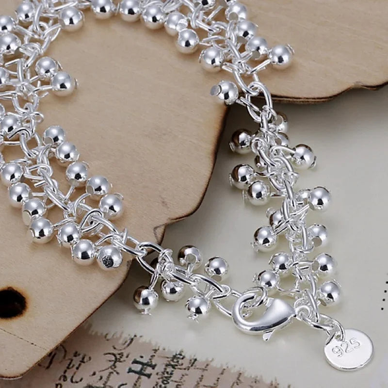 925 Sterling Silver Grape Bead Bracelet - Cute Wedding Party Chain