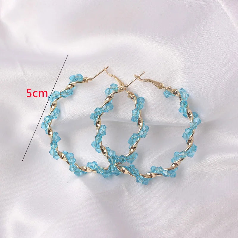 Blue Geometric Flower Butterfly Dangle Earrings - Bohemian Statement Jewelry