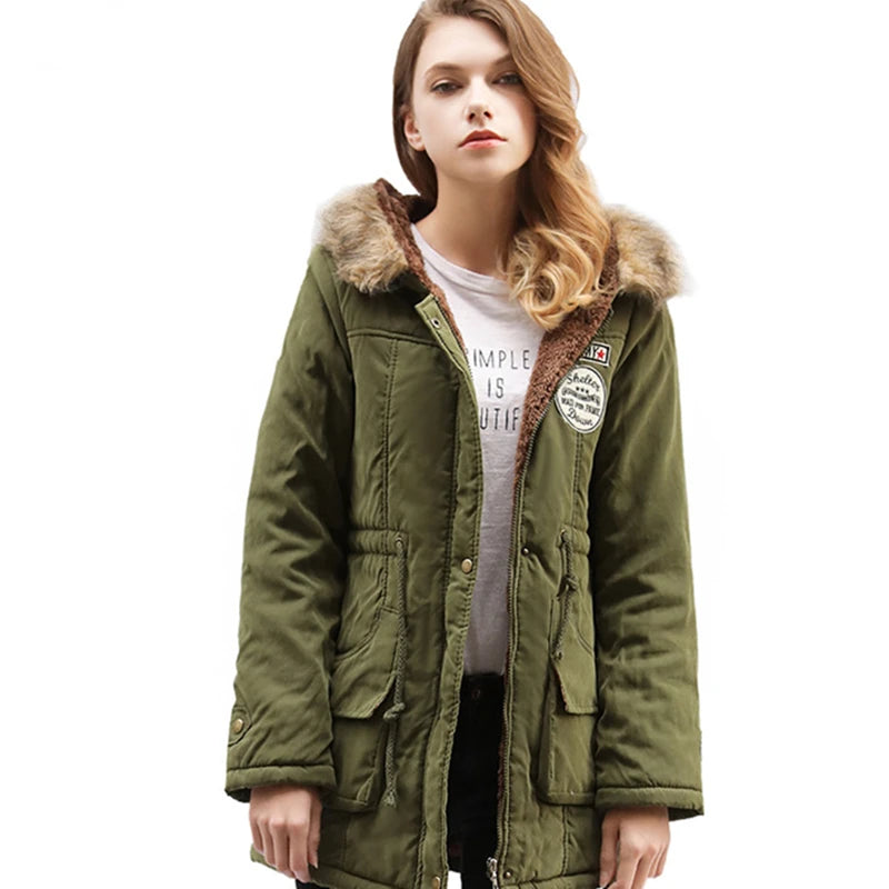 Hooded Thick Cotton Parka - Warm Winter Long Sleeve Jacket