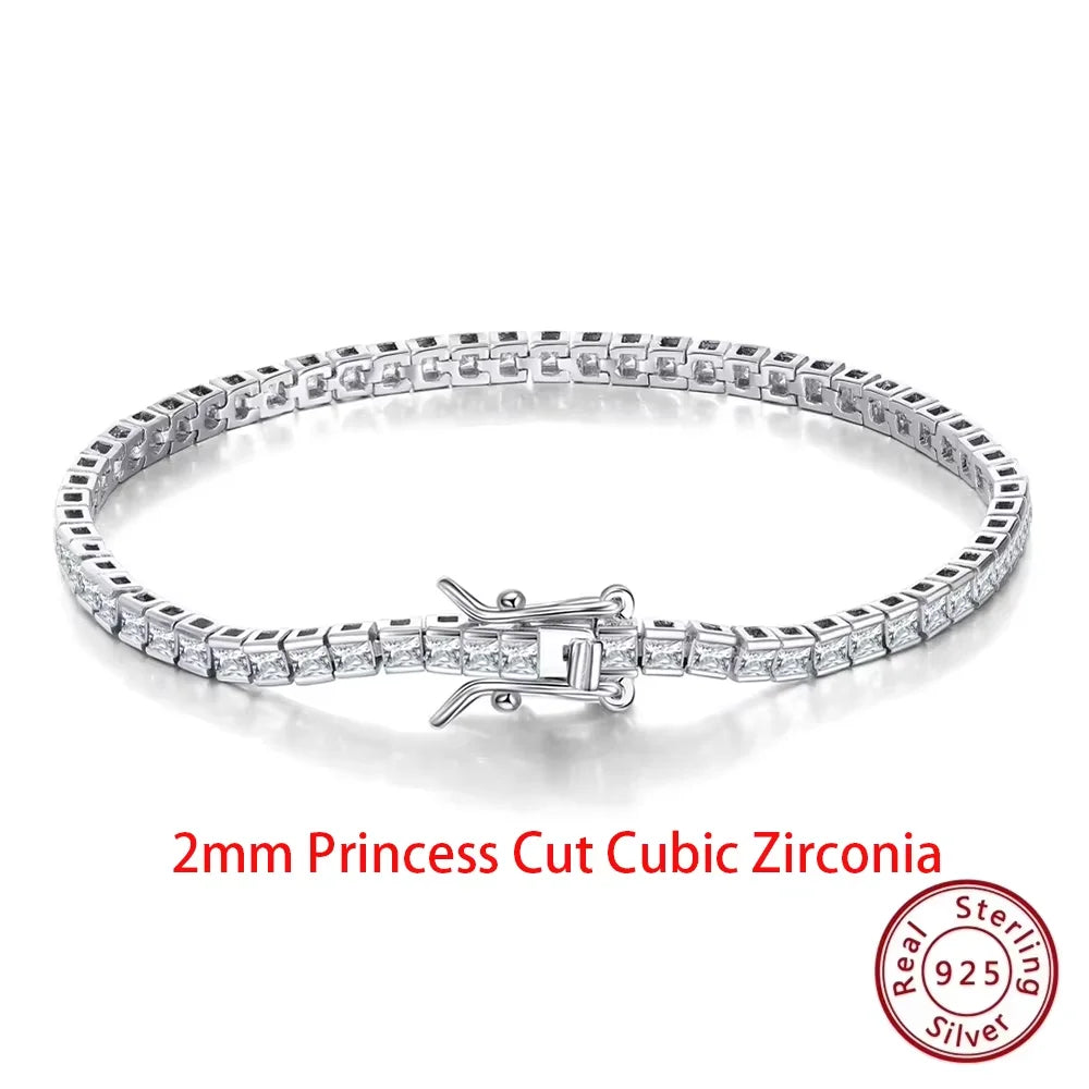 925 Sterling Silver Clear CZ Tennis Bracelet - Shiny Layering Chain