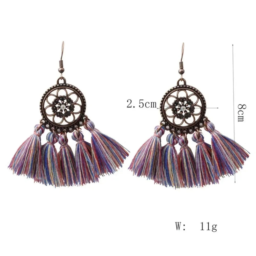 Bohemian Tassel Drop Earrings - Ethnic Red Sector Party Jewelry