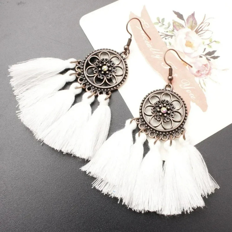 Bohemian Tassel Drop Earrings - Ethnic Red Sector Party Jewelry