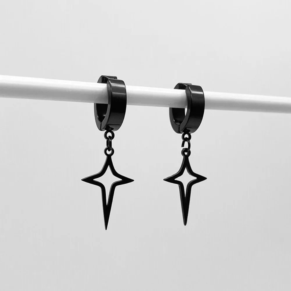 Black Star No-Piercing Clip Earrings - Stainless Steel Ear Bone Cuff