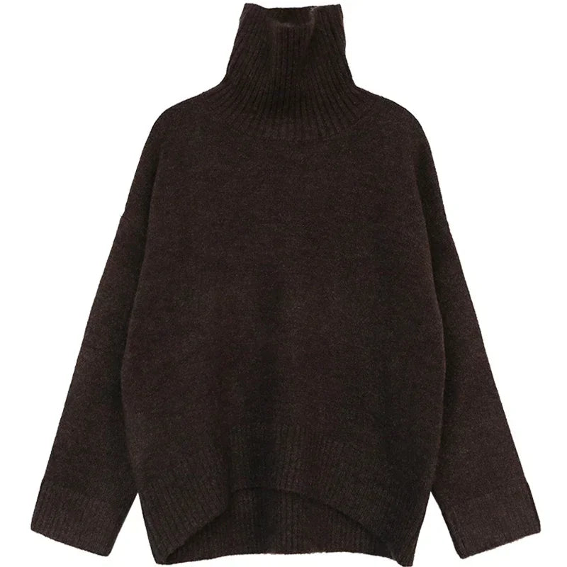 Korean Half High Collar Sweater - Loose Solid Autumn Pullover
